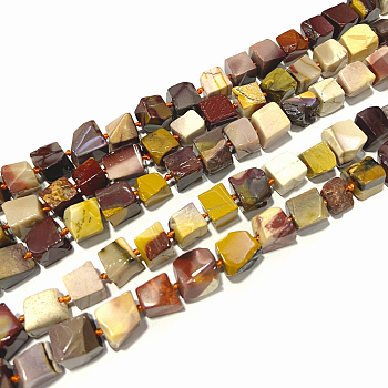 Natural Mookaite Beads Strands, Cube, 9~12x10~12mm, Hole: 1mm, about 34~38pcs/strand, 15.1 inch