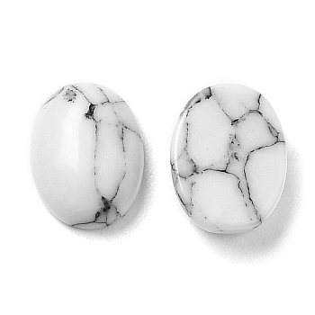 Glass Cabochons, Imitation Gemstone, Oval, White, 8x6x2.5~3mm