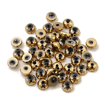 Electroplate Glass Beads, Faceted, Half Round, BurlyWood, 5.5x3mm, Hole: 1.4mm, 100pcs/bag