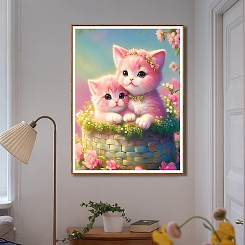 2 Cats Pattern Diamond Painting Kits for Adults Kids, DIY Full Drill Diamond Art Kit, Cartoon Picture Arts and Crafts for Beginners, Colorful, 400x300mm