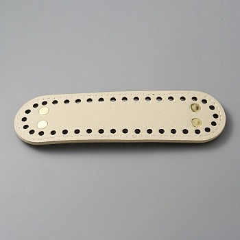 Oval PU Leather Knitting Crochet Bags Nail Bottom Shaper Pad, with Metal Nail, for Bag Bottom Accessories, PapayaWhip, 18x5x0.4~0.95cm, Hole: 5mm