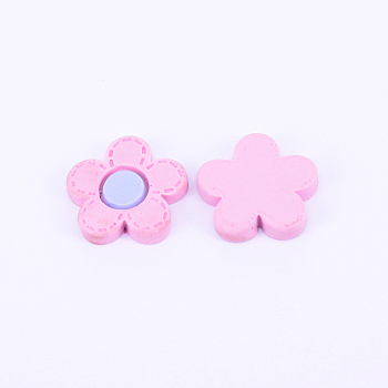 Resin Cabochons, DIY Accessories, Flower, Pink, 17x18x3mm