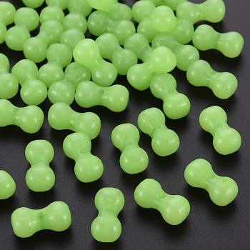 Imitation Jelly Acrylic Beads, Bone Shapes, Light Green, 9x17.5x8.5mm, Hole: 1.8mm, about 600pcs/500g