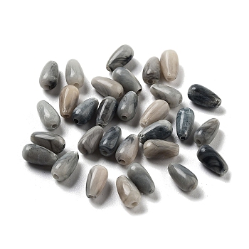 Opaque Acrylic Beads, Teardrop, Gainsboro, 7.5x4mm, Hole: 1.2mm