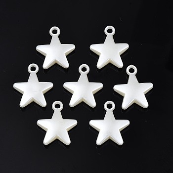 ABS Plastic Imitation Pearl Pendants, Star, Creamy White, 22x19x5.5mm, Hole: 2.5mm, about 560pcs/500g