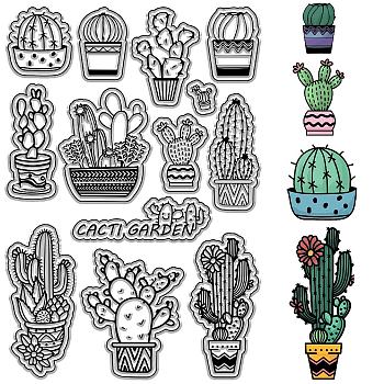 Custom PVC Plastic Clear Stamps, for DIY Scrapbooking, Photo Album Decorative, Cards Making, Stamp Sheets, Film Frame, Cactus, 160x110x3mm