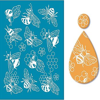 Silk Screen Printing Stencil, for Painting on Wood, DIY Decoration T-Shirt Fabric, Bees Pattern, 127x100mm