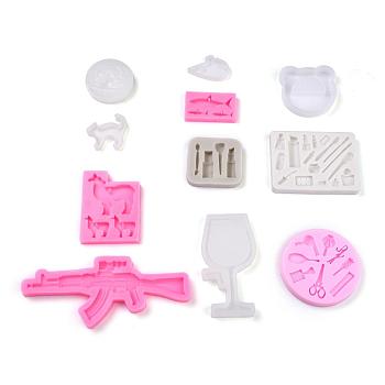 Silicone Molds, Resin Casting Molds, For UV Resin, Epoxy Resin Jewelry Making, Mixed Shape, White, 32~150x17~85x6~62mm