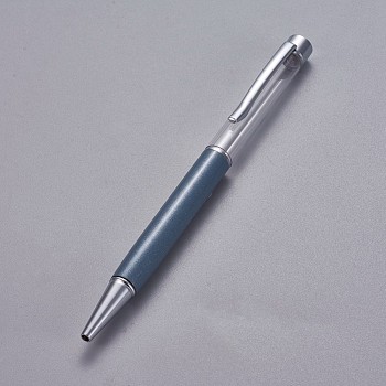Creative Empty Tube Ballpoint Pens, with Black Ink Pen Refill Inside, for DIY Glitter Epoxy Resin Crystal Ballpoint Pen Herbarium Pen Making, Silver, Steel Blue, 140x10mm