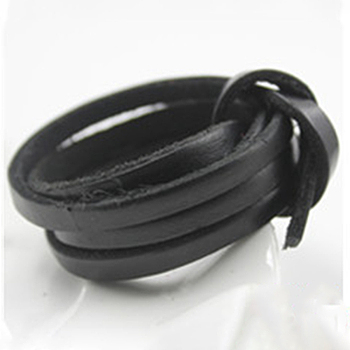 Flat Leather Jewelry Cord, Jewelry DIY Making Material, Black, 8x2mm