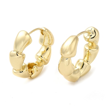 Rack Plating Brass Horn Hoop Earrings for Women, Ring, Real 18K Gold Plated, 20x22x6mm