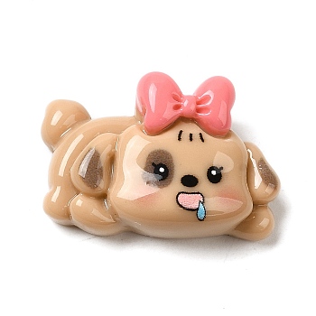 Opaque Resin Puppy Cabochons, Dog, Tan, 17x25.5x8.5mm