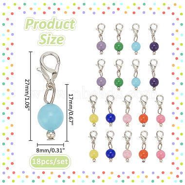 18Pcs 9 Colors Cat Eye Pendant Locking Stitch Markers(HJEW-AB00637)-2