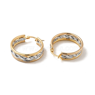 Two Tone Hollow Braided 304 Stainless Steel Hoop Earrings for Women(EJEW-I272-02GP)-2