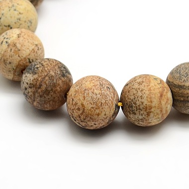 Frosted Natural Picture Jasper Round Bead Strands(G-M064-12mm-05)-2