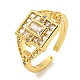 Rack Plating Brass Micro Pave Cubic Zirconia Rectangle Open Cuff Ring for Women(RJEW-C082-05G)-1