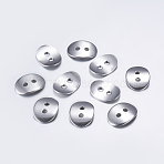 Tarnish Resistant 304 Stainless Steel Buttons, 2-Hole, Oval, Stainless Steel Color, 14x10.5x1mm, Hole: 2mm(X-STAS-L198-04P)