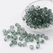 Transparent Acrylic Beads, Clear Faceted Round, Azure, 6mm, Hole: 1.5mm(X-DB6mmC-34)