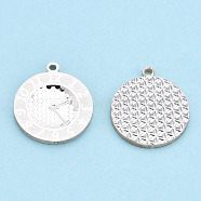 925 Sterling Silver Charms, Clock, Silver, 14x12x1mm, Hole: 1mm(STER-T006-07)