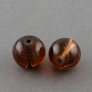 Drawbench Transparent Glass Beads Strands, Spray Painted, Round, Saddle Brown, 8mm, Hole: 1.3~1.6mm, about 100pcs/strand, 31.4 inch(X-GLAD-Q012-8mm-21)