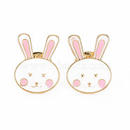 Rabbit Enamel Pin, Animal Alloy Brooch for Backpack Clothes, Cadmium Free & Lead Free, Light Gold, Pink, 22.5x17x11mm, Pin: 1mm(PALLOY-S132-289)