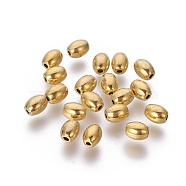 Tibetan Style Alloy Beads, Lead Free & Cadmium Free, Golden, Oval, 5mm long, 4mm thick, hole: 1mm(X-GLFH10358Y)