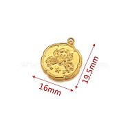 Stainless Steel Pendant, Golden, Flat Round with Constellation Charm, Cancer, 19.5x16mm(PW-WG21189-04)