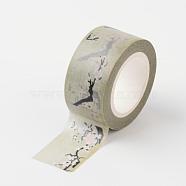 Plum Blossom Pattern DIY Scrapbook, Decorative Paper Tapes, Adhesive Tapes, Dark Khaki, 20mm, about 10m/roll(DIY-F004-04A)