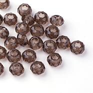 Glass European Beads, Large Hole Beads, No Metal Core, Rondelle, Dark Gray, 14x8mm, Hole: 5mm(GDA007-58)