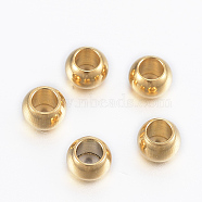 Ion Plating(IP) 304 Stainless Steel Beads, Round, Golden, 4x3mm, Hole: 2mm(X-STAS-H394-02G)