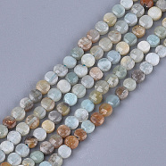 Natural Flower Amazonite Beads Strands, Faceted, Flat Round, 4~4.5x2.5~3mm, Hole: 0.8mm, about 88~89pcs/strand, 14.9 inch~15.1 inch(G-S354-43)