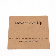 Paper Necklace Display Cards, Square, Never Give Up, Word, 8x8x0.04cm(DIY-WH0209-70A)