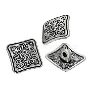 Zinc Metal Alloy Shank Buttons, Square, Antique Silver, 13x6.6mm, Hole: 2.2mm(X-BUTT-N0002-32AS)