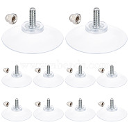 12 Sets Silicone Strong Suction Cup Holders, with Iron M6 Cap Nut, Bathroom Kitchen Shelf Accessories, Clear, 52x31mm(FIND-GF0003-39A)