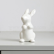 Easter Theme Ceramic Rabbit Figurines, for Home Office Desktop Decoration, White, 50x100mm(PW-WG45787-04)