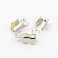 Iron Folding Crimp Ends, Fold Over Crimp Cord Ends, Platinum, 9x3.5x4mm, Hole: 2mm(E033Y)
