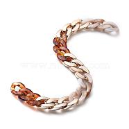 Handmade Curb Chains, Twisted Chain, with Acrylic Linking Rings and CCB Plastic Linking Rings, Rose Gold, Colorful, Link: 30x21x6mm, about 39.37 inch(1m)/strand(AJEW-JB00568-04)