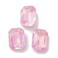 Glass Rhinestone Cabochons, Point Back & Back Plated, Faceted, Rectangle, Light Rose, 10x14x5mm(RGLA-G020-01D-123AM)