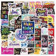 50Pcs Paper Self-Adhesive Picture Stickers, Phrase, for Laptop, Luggage, Cup, Computer, Mobile Phone, Skateboard, Guitar Stickers Decor, Mixed Color, 50~51x20~50x0.2mm(AJEW-S036-07)