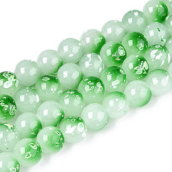 Baking Paint Glass Beads Strands, Round, Dark Green, 10~10.5mm, Hole: 1.2~1.5mm, about 83~84pcs/strand, 30.71~30.91 inch(78~78.5cm)(DGLA-N015-10mm-09)
