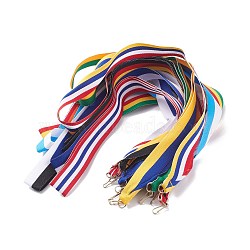 (Defective Closeout Sale: Oxydic Iron Clasp)Polyester Ribbon Name Card Holder Lanyard, Medal Strap, Colorful, 450x22x1mm(AJEW-XCP0001-64)