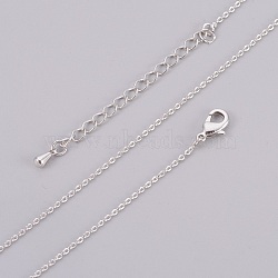 Brass Cable Chain Necklaces, with Lobster Claw Clasp, Platinum, 17.51 inch(44.5cm)(X-MAK-P011-01P)