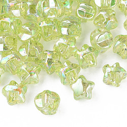 1-Hole Transparent Acrylic Buttons, AB Color Plated, Star, Yellow Green, 13.5x14x11.5mm, Hole: 2.5mm, about 900pcs/500g(MACR-S373-129-C02)