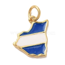 ack Plating Brass Enamel Charms, with Jump Ring, Cadmium Free & Lead Free, Long-Lasting Plate, Nicaragua Map Charm, Real 18K Gold Plated, 14x11x2mm, Hole: 3mm(KK-L220-017G)