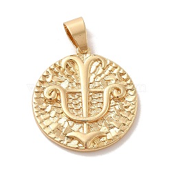 Real 18K Gold Plated Zodiac Theme Brass Pendants, Sagittarius, 22.5~23x20.5~21x2~3mm, Hole: 6x4mm(KK-M273-04K-G)