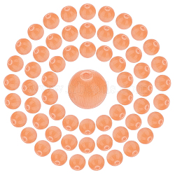 SUNNYCLUE 100Pcs Cat Eye Beads, Round, Coral, 8mm, Hole: 1.2mm(GLAA-SC0001-47B-05)