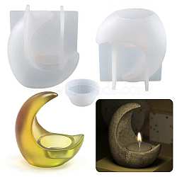 Crescent Moon Candle Holder Silicone Molds, Resin Casting Molds, For UV Resin, Epoxy Resin Jewelry Making, White, 104x95x59mm, Inner Diameter: 52.5x37.5mm(DIY-A028-01)