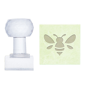 Clear Acrylic Soap Stamps, DIY Soap Molds Supplies, Rectangle, Bees, 51x19x37mm, Pattern: 34x24mm