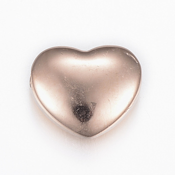 Ion Plating(IP) 304 Stainless Steel Beads, Heart, Rose Gold, 10x12x5mm, Hole: 1.6mm