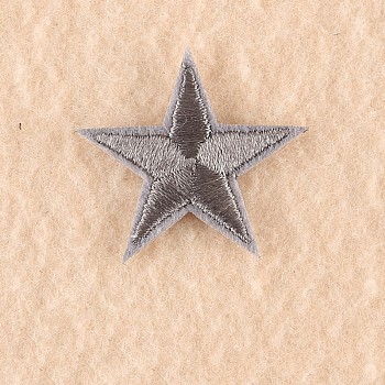 Computerized Embroidery Cloth Iron on/Sew on Patches, Costume Accessories, Appliques, Star, Gray, 3x3cm